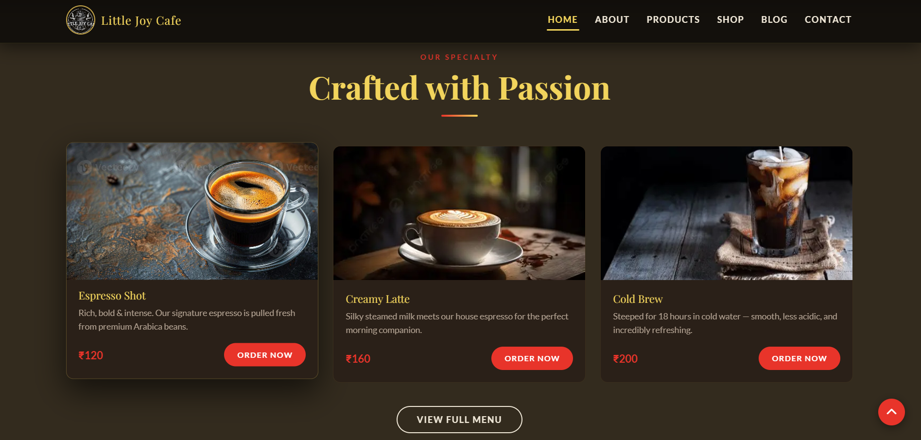 Static Cafe website